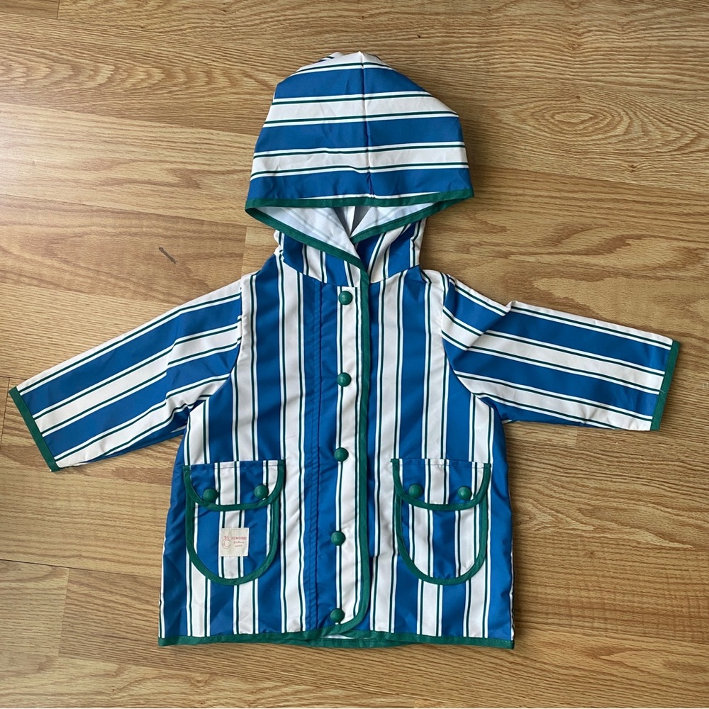 Designer Fin & Vince Striped Hooded Raincoat Kids